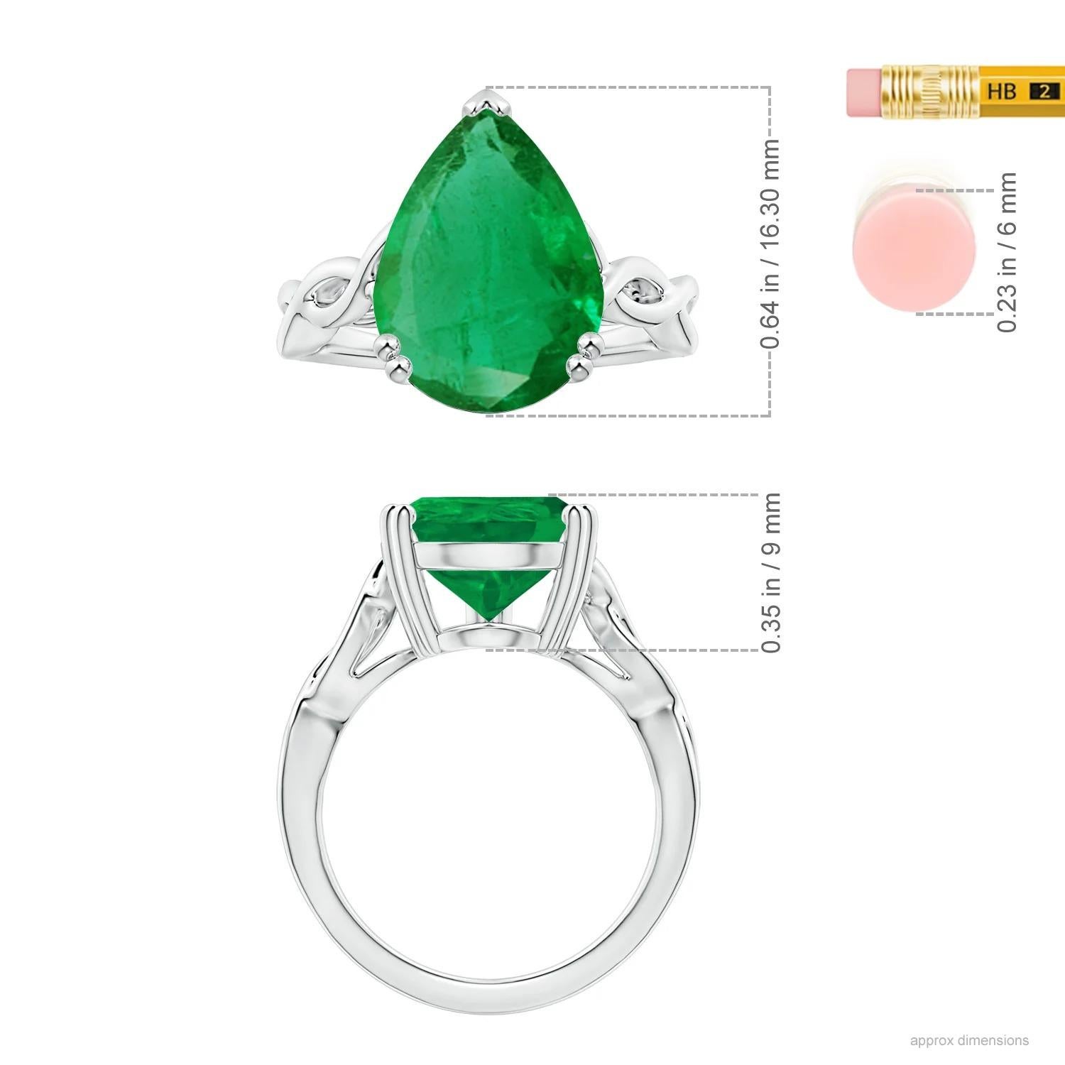 For Sale:  ANGARA GIA Certified Solitaire Emerald Twisted Shank Ring in Platinum 5