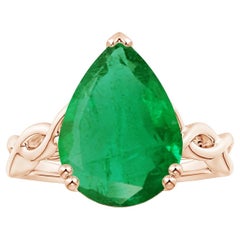 Angara Gia Certified Solitaire Emerald Twisted Shank Ring in Rose Gold