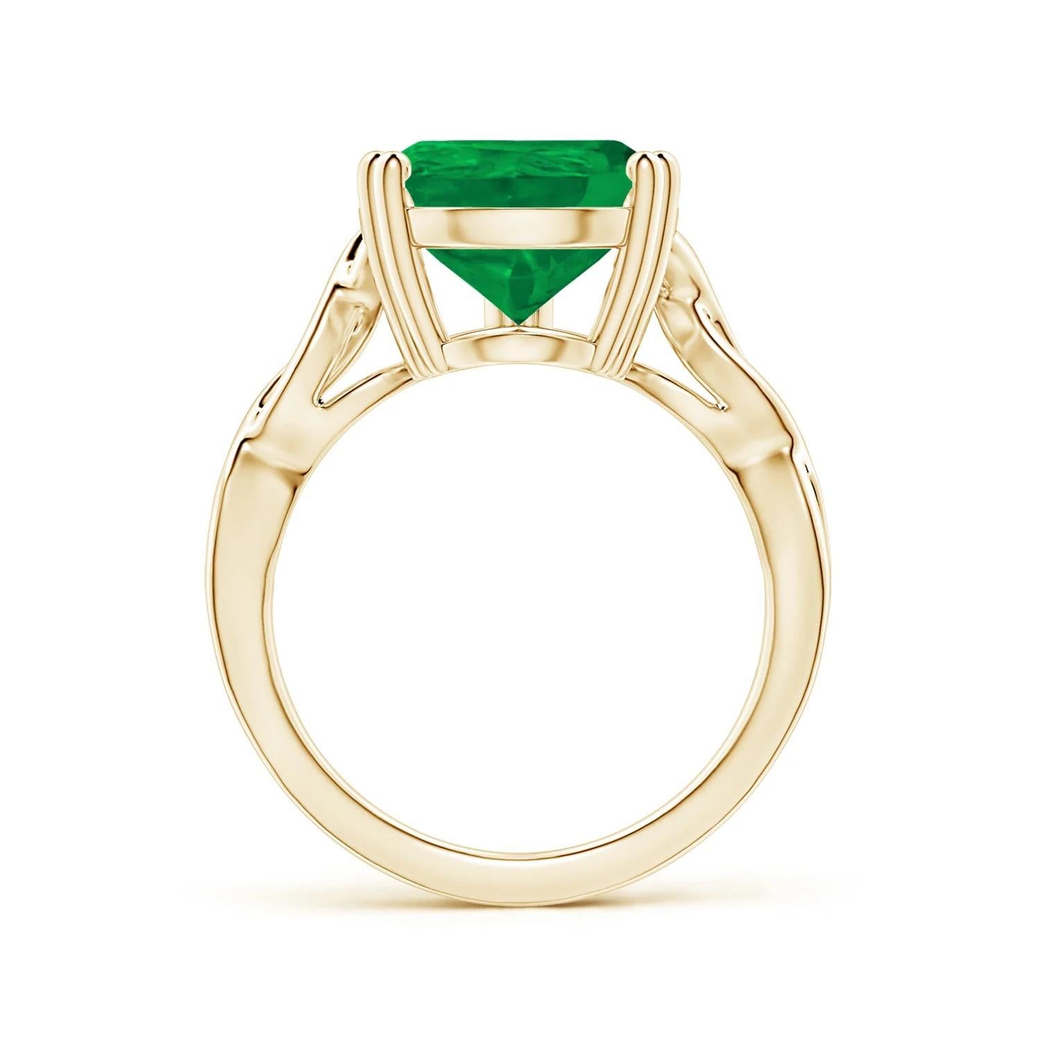 For Sale:  ANGARA GIA Certified Solitaire Emerald Twisted Shank Ring in Yellow Gold 2