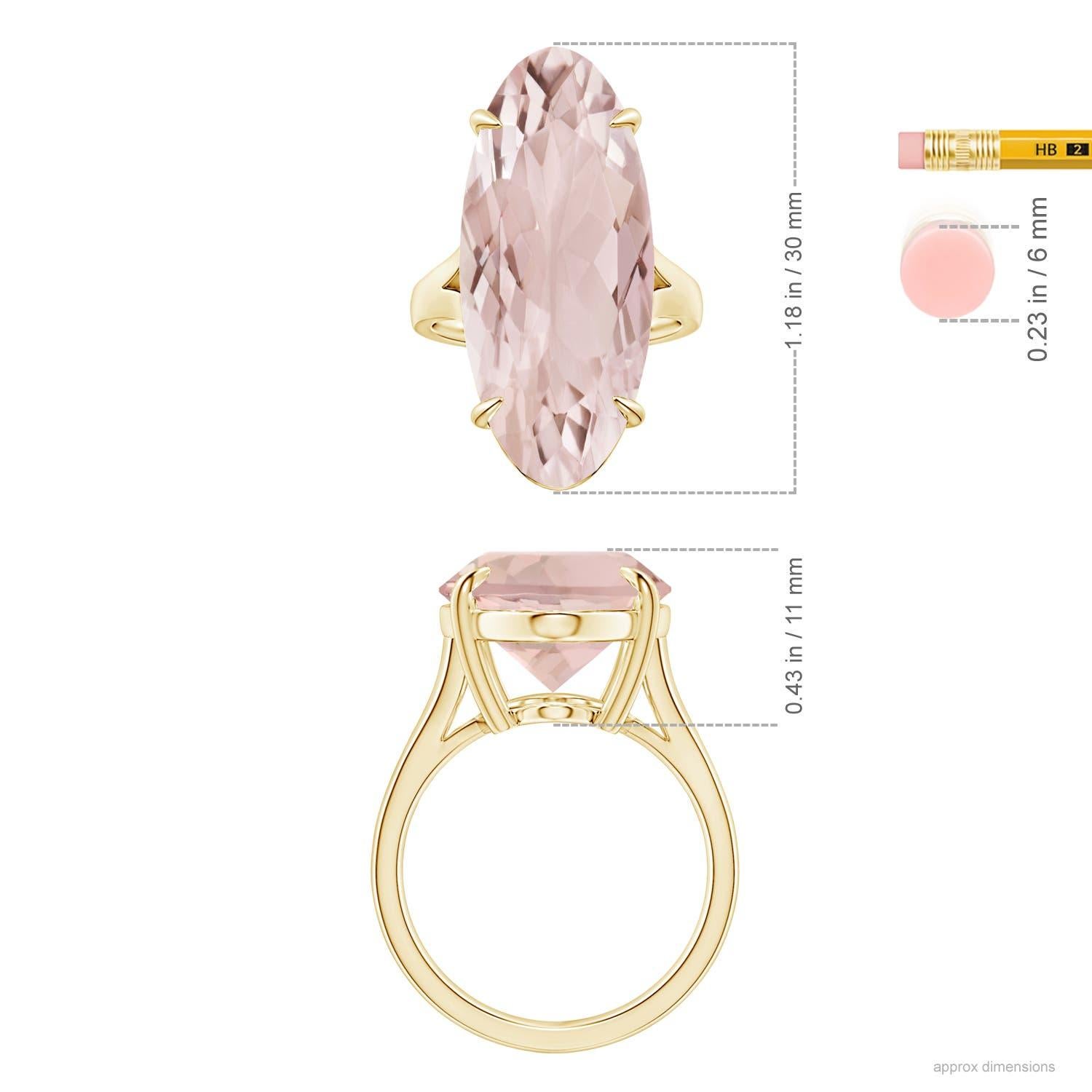 ANGARA GIA Certified Solitaire Morganite Split Shank Ring in Yellow Gold 2