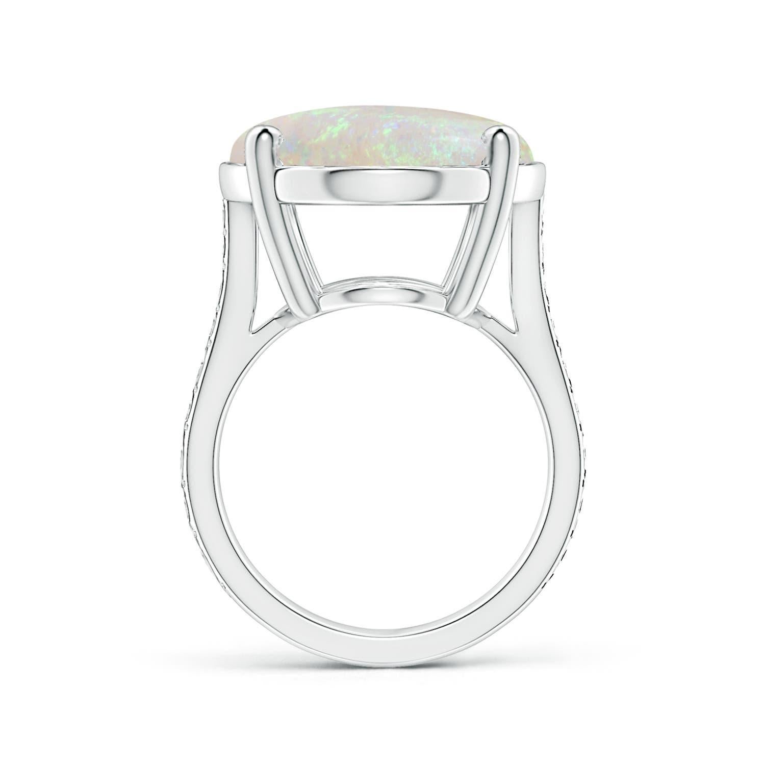 For Sale:  ANGARA GIA Certified Solitaire Opal Ring in Platinum with Scrollwork 2