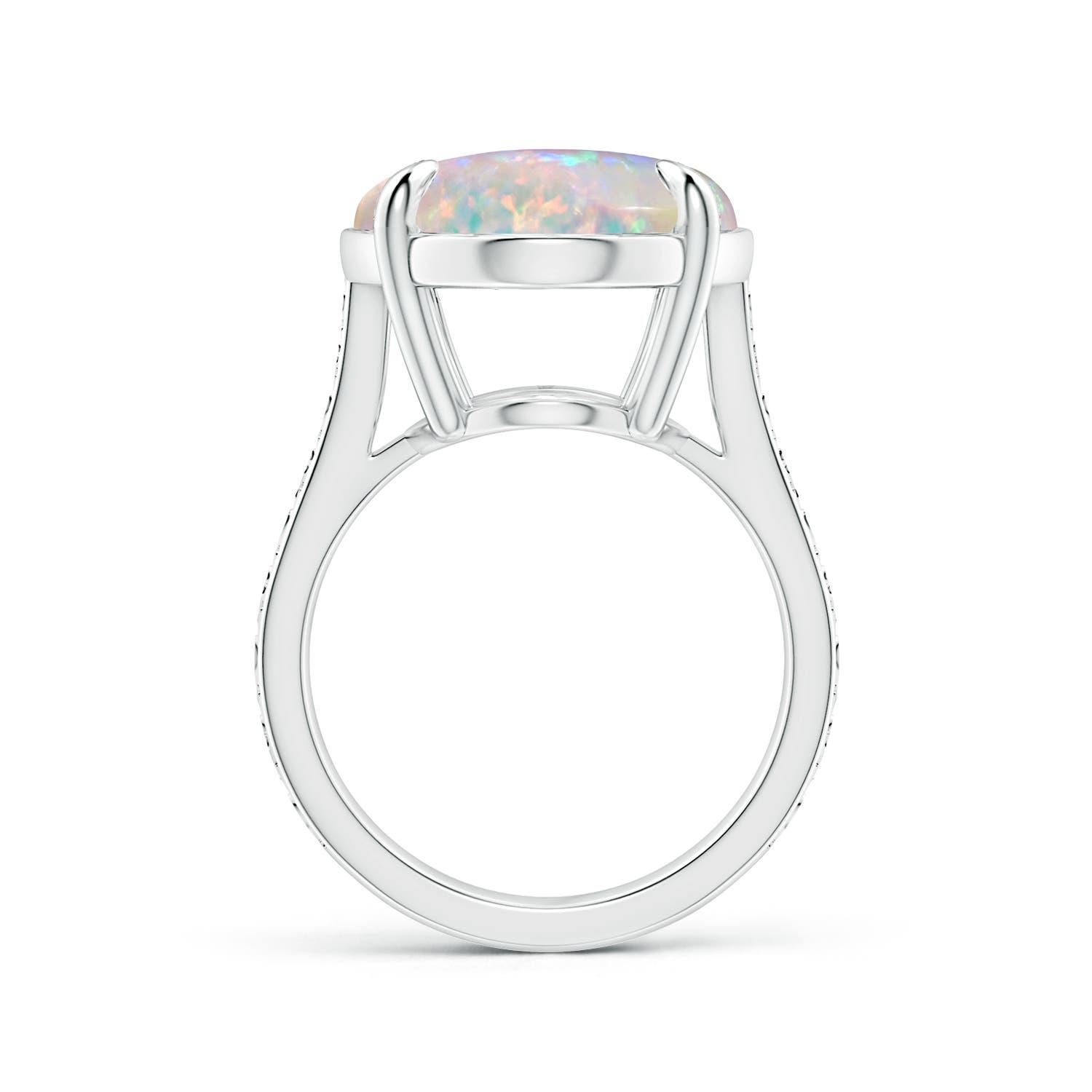 For Sale:  Angara Gia Certified Solitaire Opal Ring in Platinum with Scrollwork 2