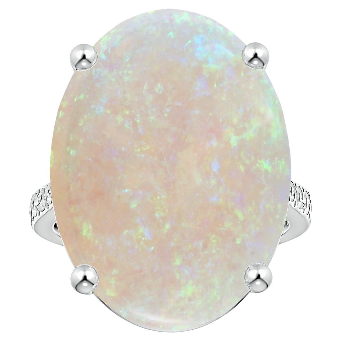 For Sale:  ANGARA GIA Certified Solitaire Opal Ring in Platinum with Scrollwork