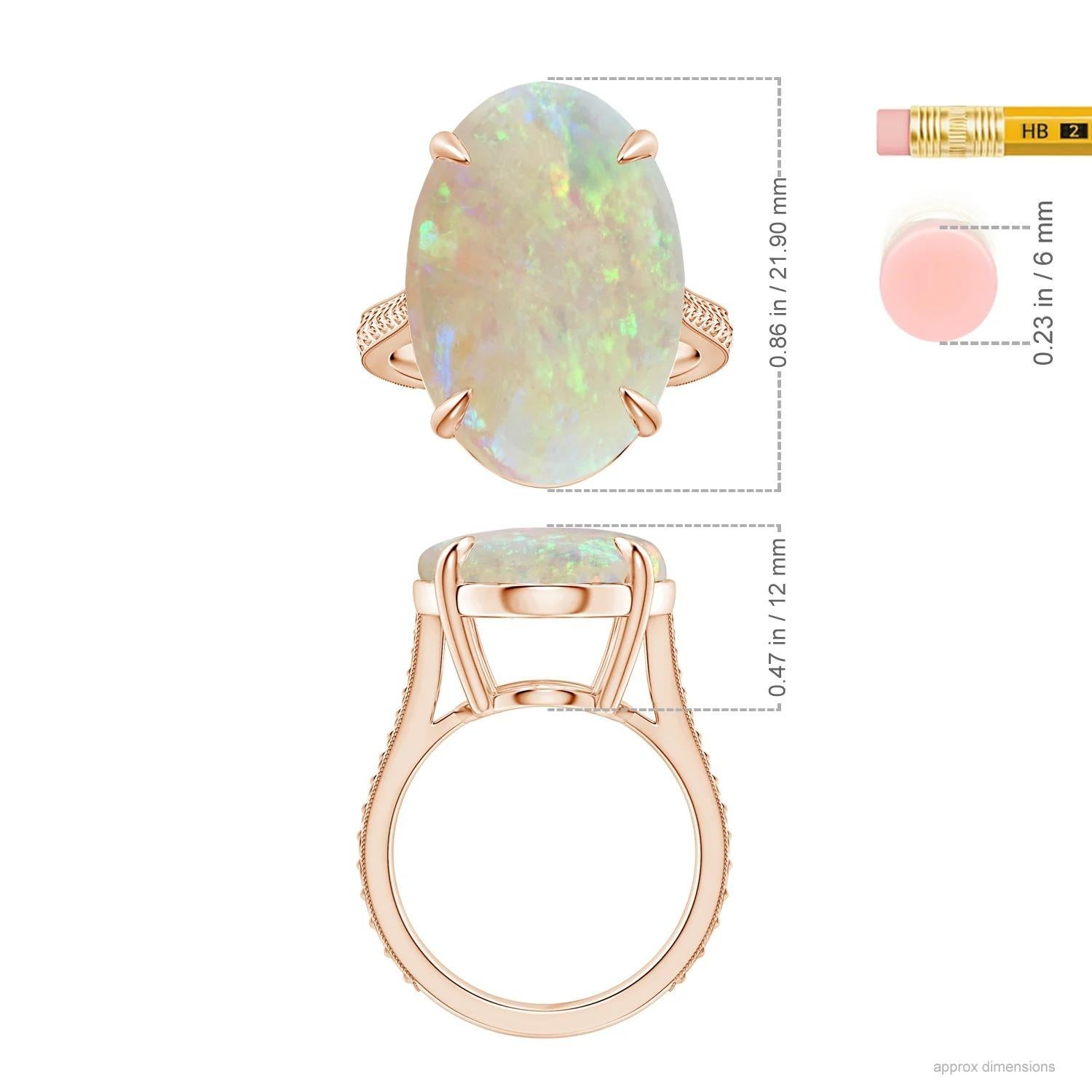 En vente :  ANGARA Bague solitaire en or rose avec motifs de feuilles et opale certifiée GIA 5