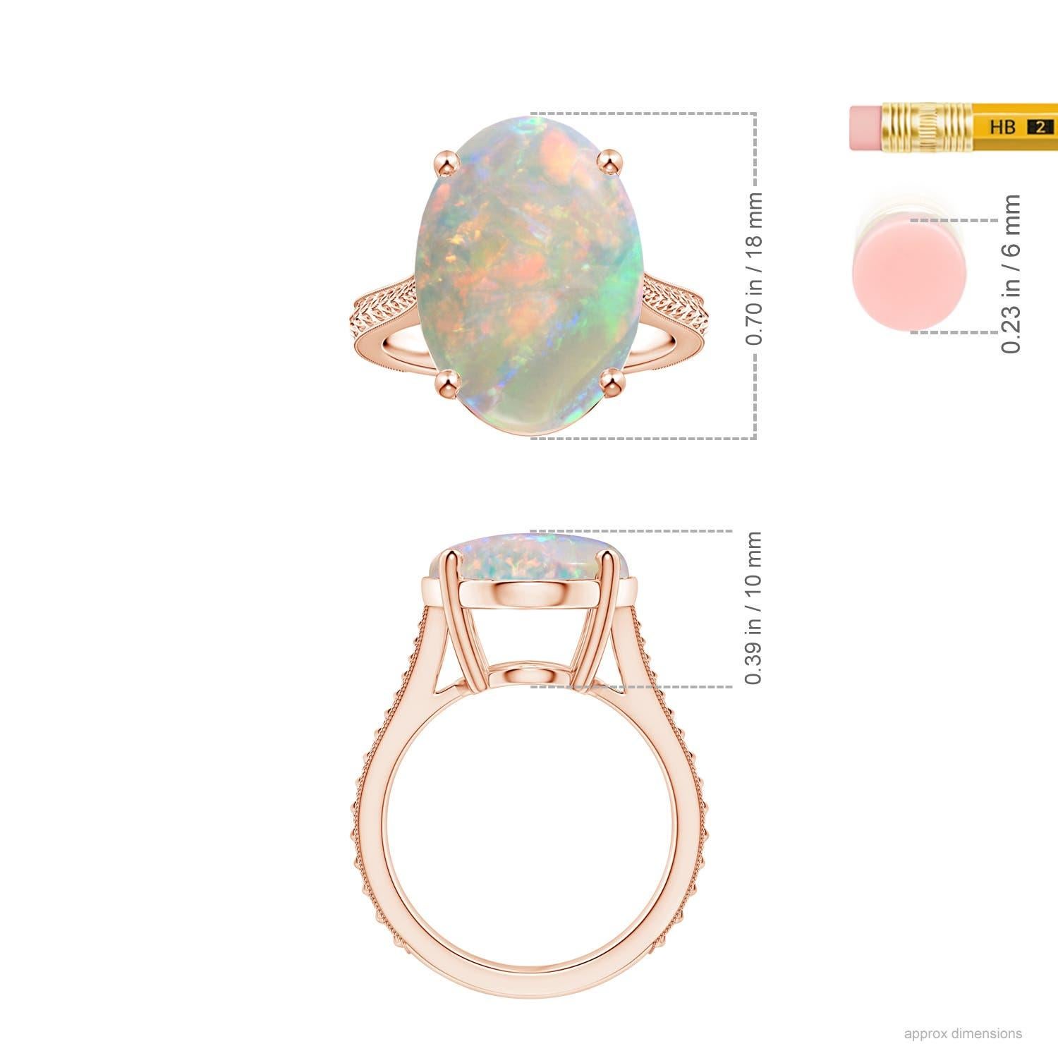 For Sale:  ANGARA GIA Certified Solitaire Opal Ring in Rose Gold with Leaf Motifs 5