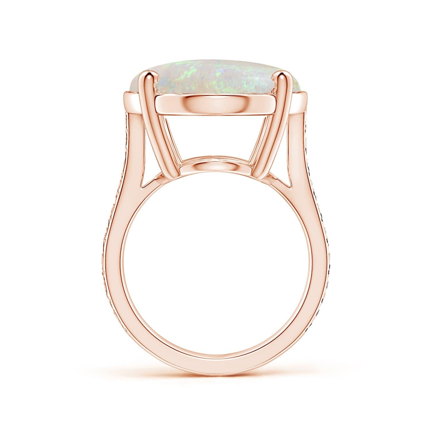 For Sale:  ANGARA GIA Certified Solitaire Opal Ring in Rose Gold with Scrollwork 2