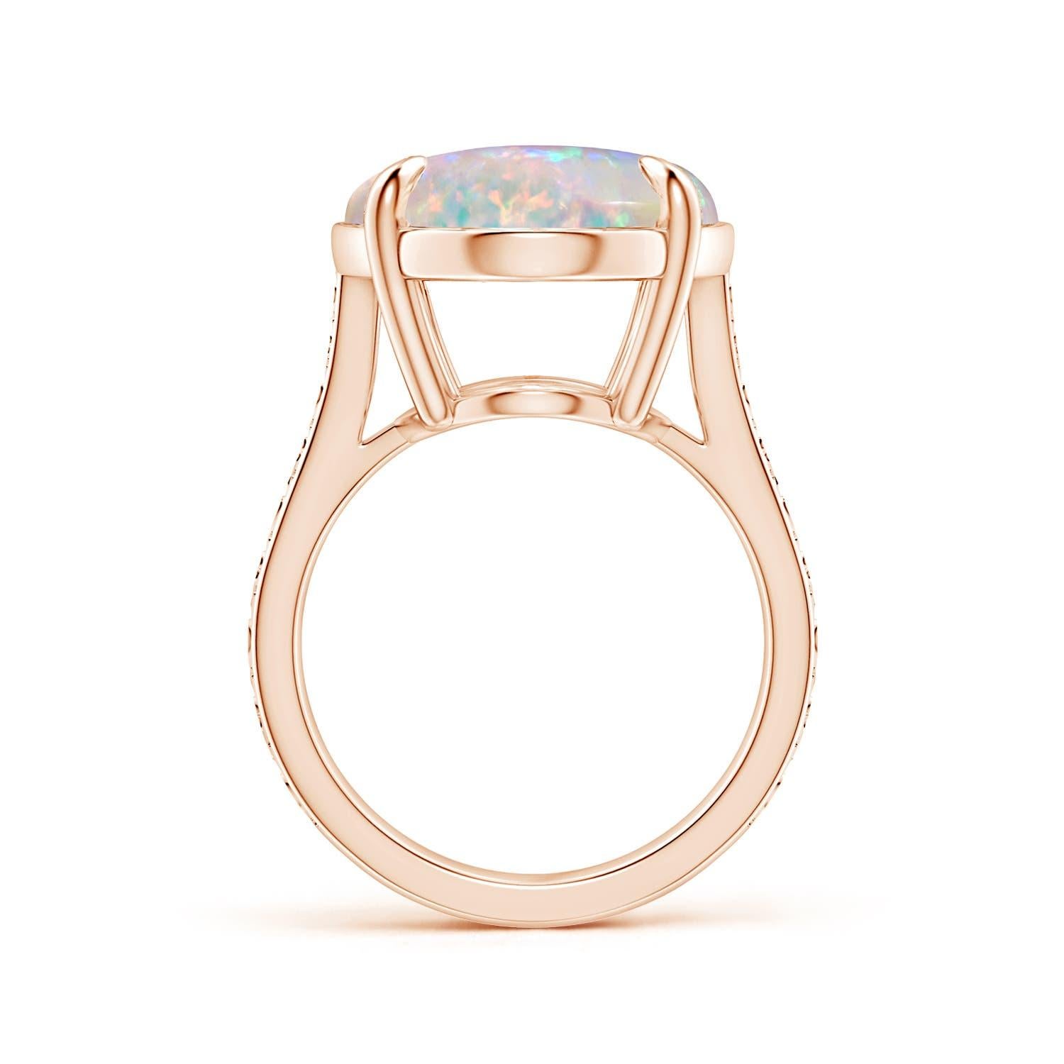 ANGARA GIA Certified Solitaire Opal Ring in Rose Gold with Scrollwork 2