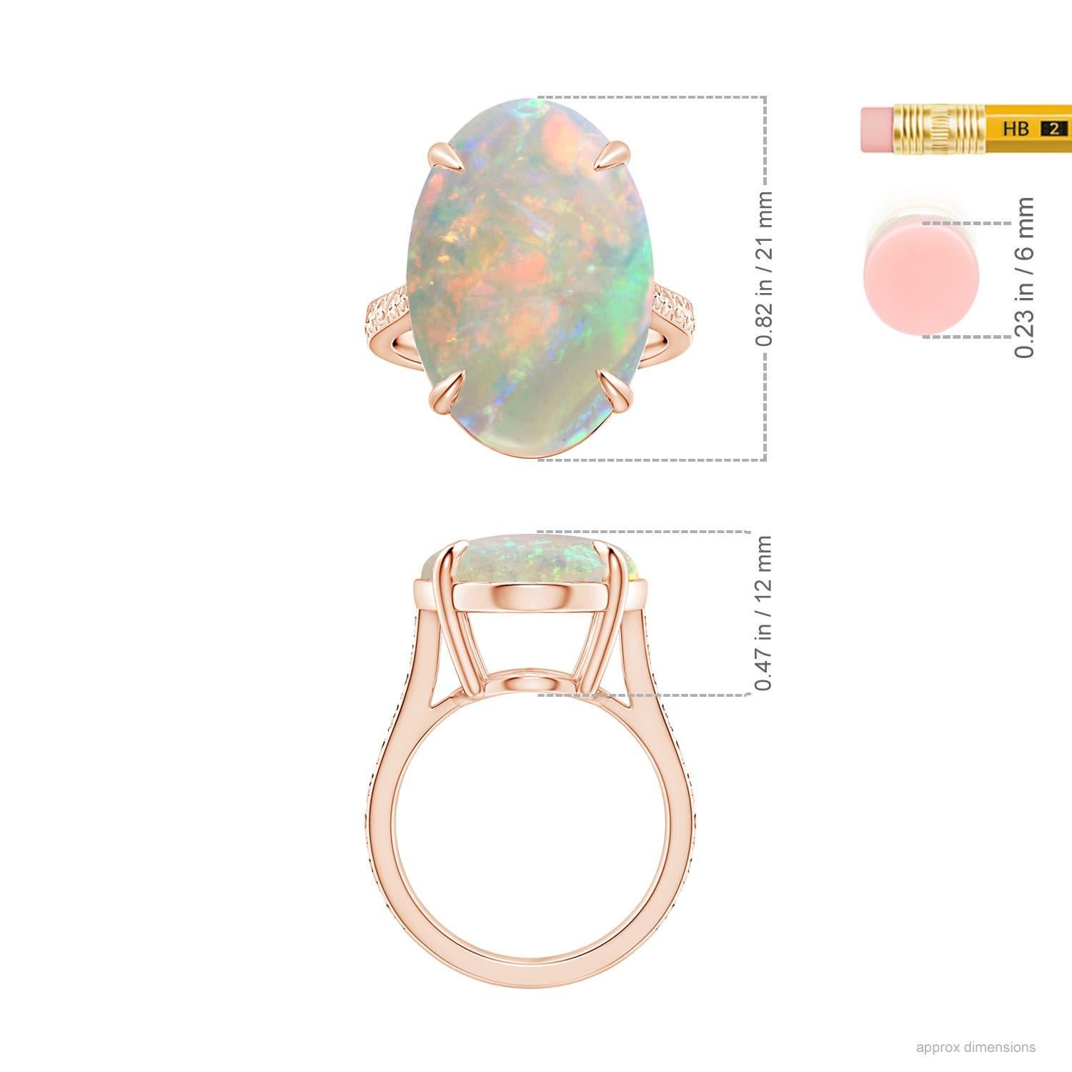 En vente :  ANGARA Bague solitaire en or rose avec volutes et opale certifiée par le GIA 5