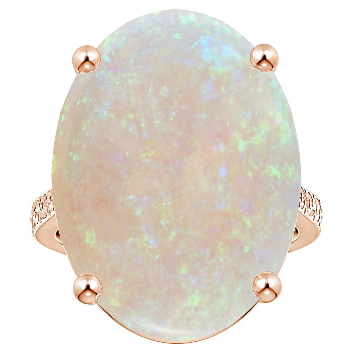For Sale:  ANGARA GIA Certified Solitaire Opal Ring in Rose Gold with Scrollwork