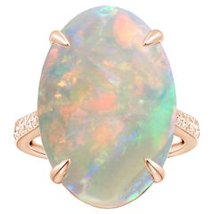 ANGARA GIA Certified Solitaire Opal Ring in Rose Gold with Scrollwork