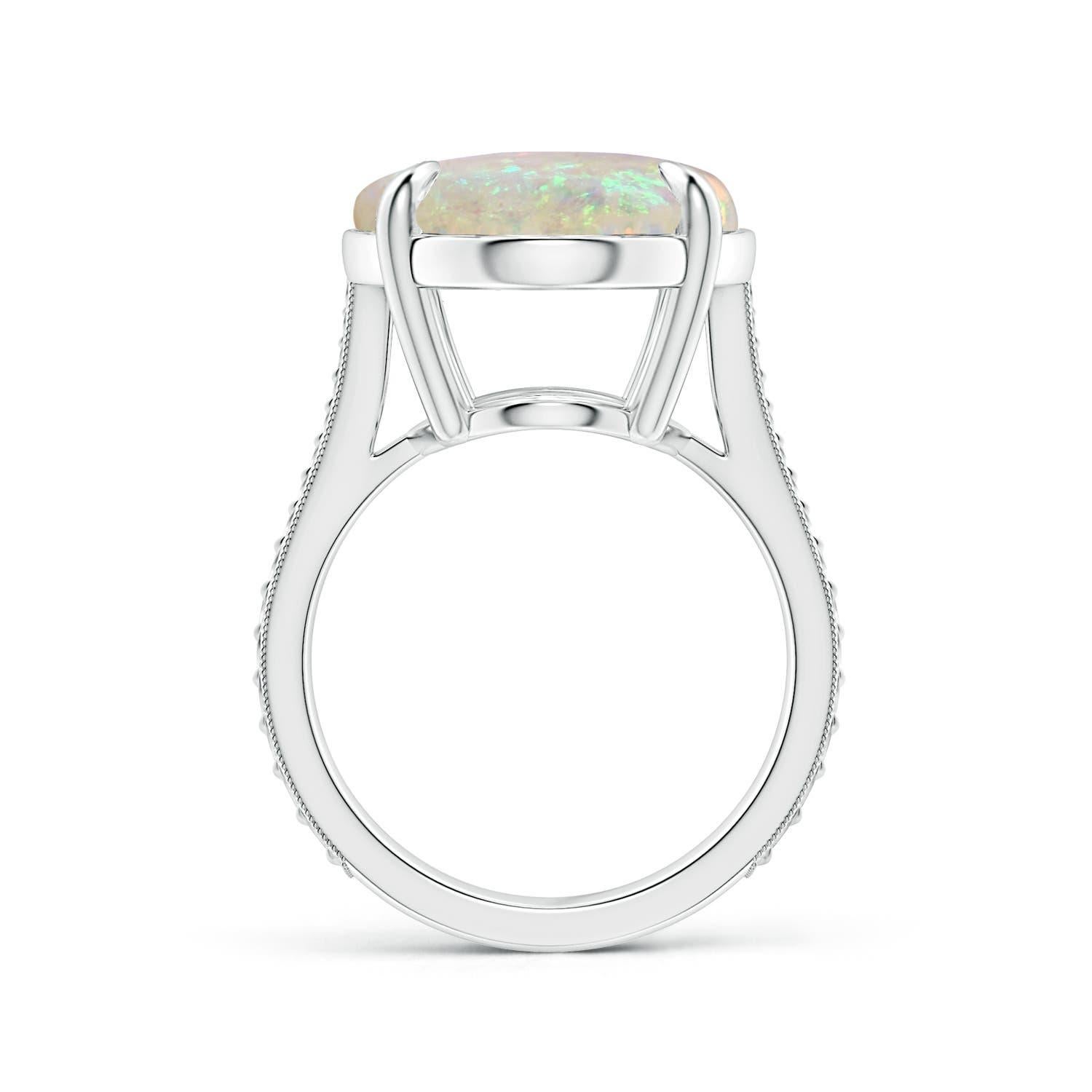 Angara GIA Certified Solitaire Opal Ring in White Gold with Leaf Motifs 2