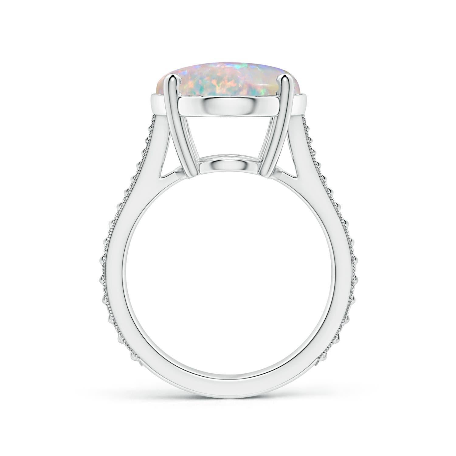 For Sale:  Angara GIA Certified Solitaire Opal Ring in White Gold with Leaf Motifs 2