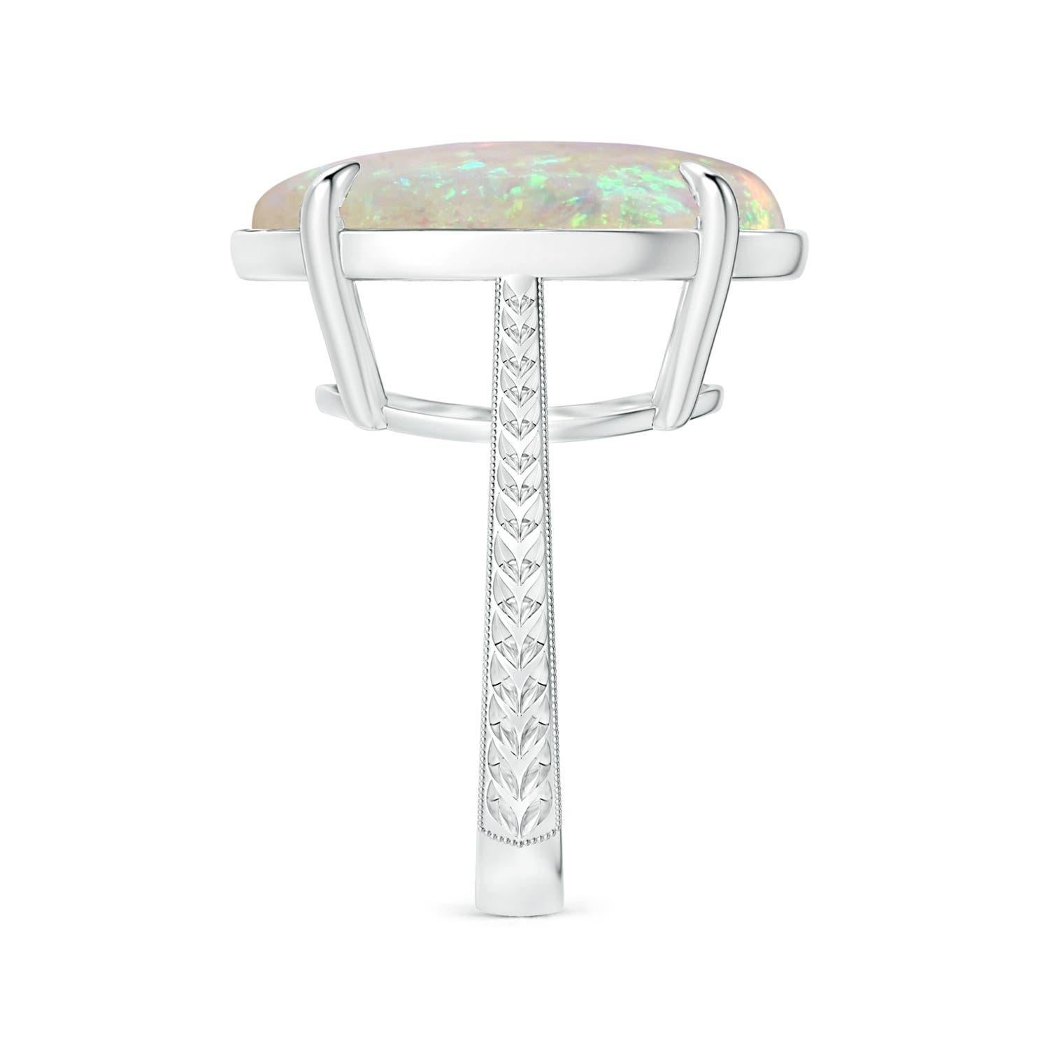 For Sale:  Angara GIA Certified Solitaire Opal Ring in White Gold with Leaf Motifs 4