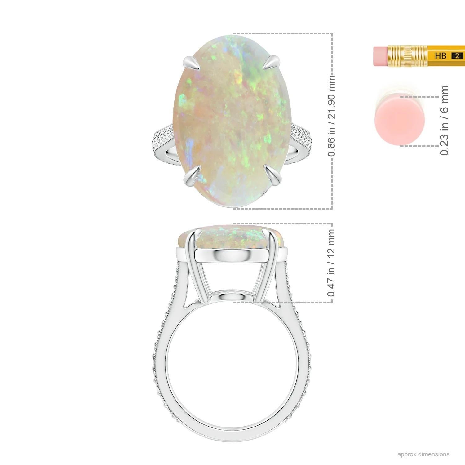 ANGARA GIA Certified Solitaire Opal Ring in White Gold with Leaf Motifs 5