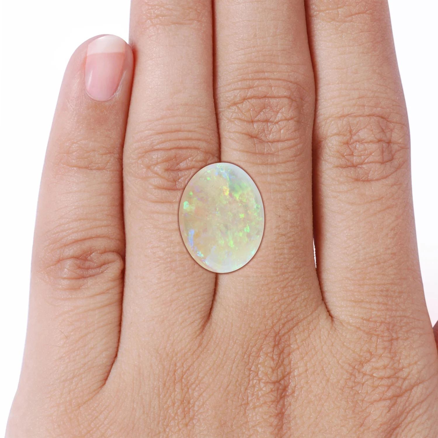 ANGARA GIA Certified Solitaire Opal Ring in White Gold with Leaf Motifs 7