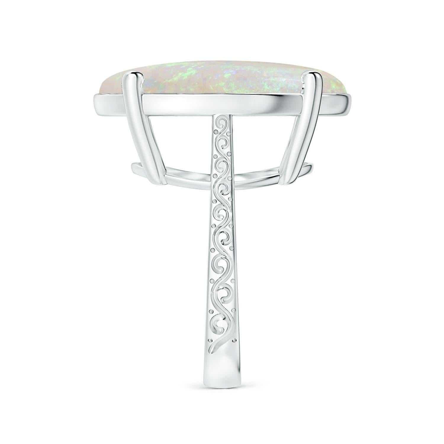 ANGARA GIA Certified Solitaire Opal Ring in White Gold with Scrollwork 4