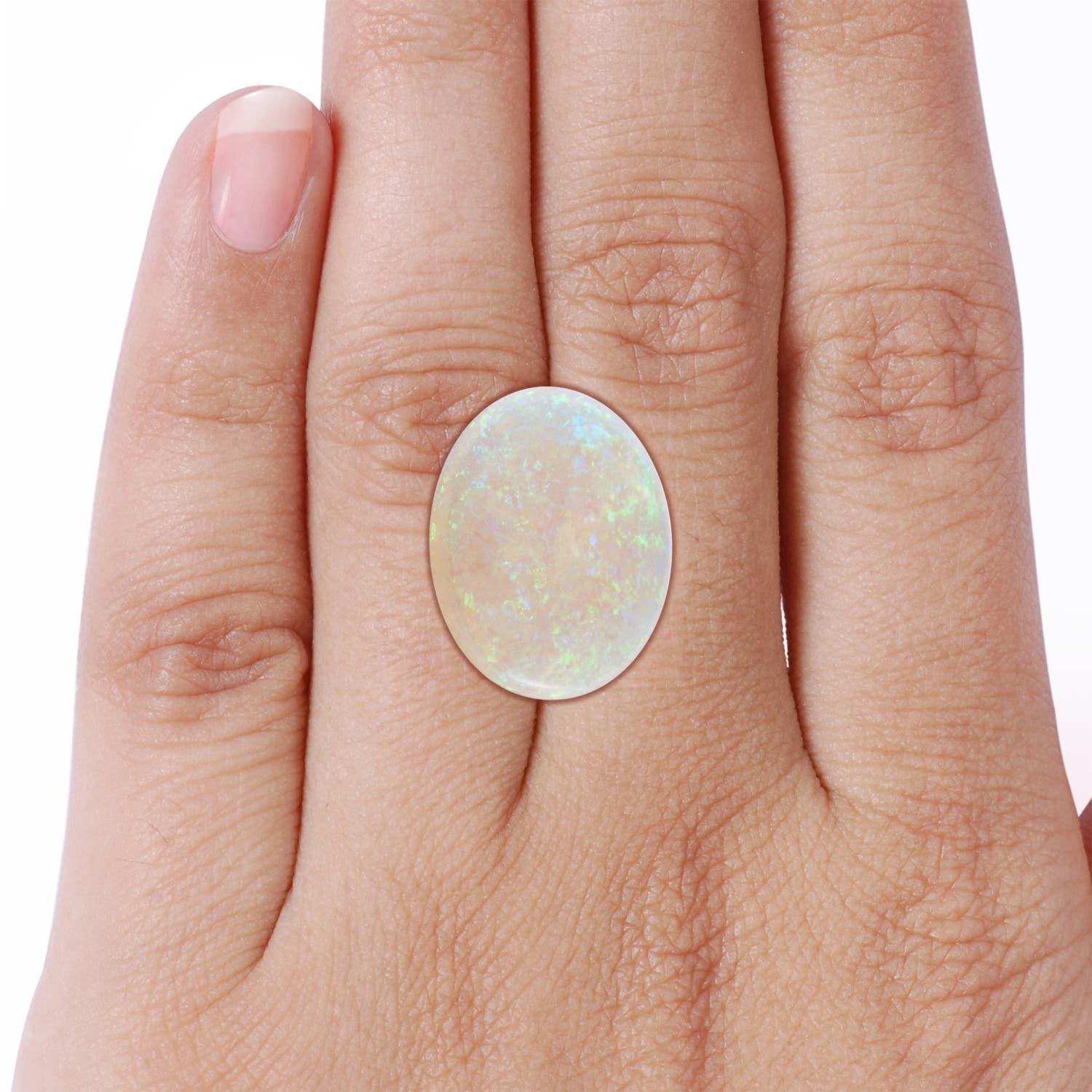 ANGARA GIA Certified Solitaire Opal Ring in White Gold with Scrollwork 7