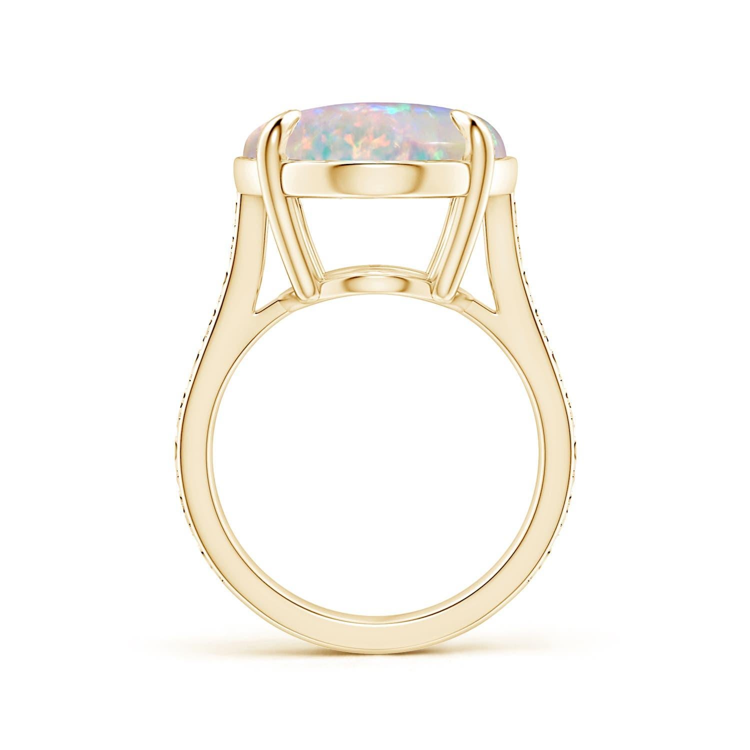 For Sale:  ANGARA GIA Certified Solitaire Opal Ring in Yellow Gold with Scrollwork 2