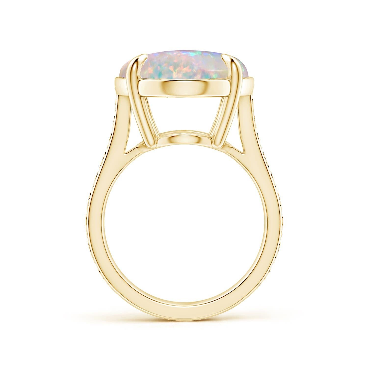 For Sale:  Angara Gia Certified Solitaire Opal Ring in Yellow Gold with Scrollwork 2