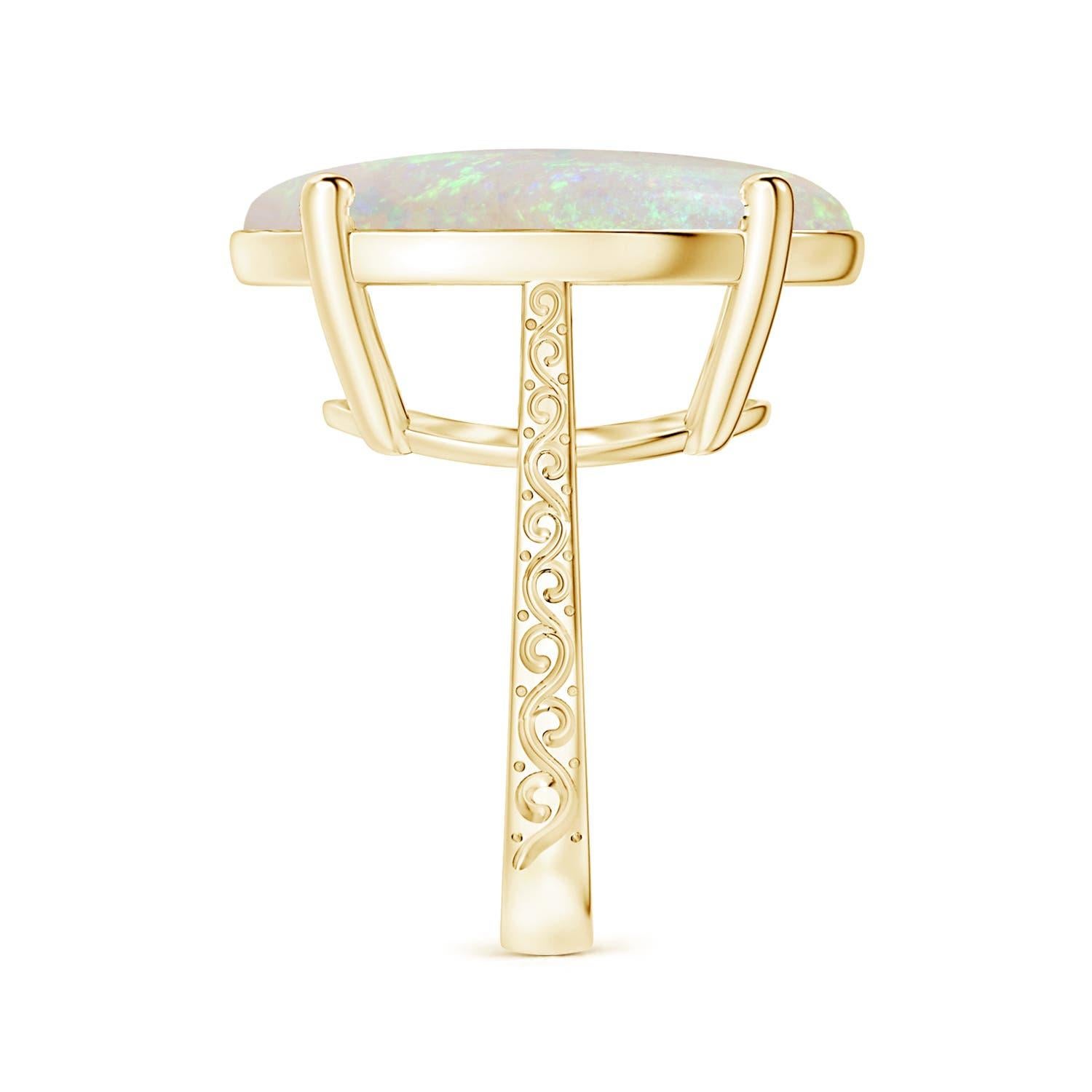 For Sale:  ANGARA GIA Certified Solitaire Opal Ring in Yellow Gold with Scrollwork 4