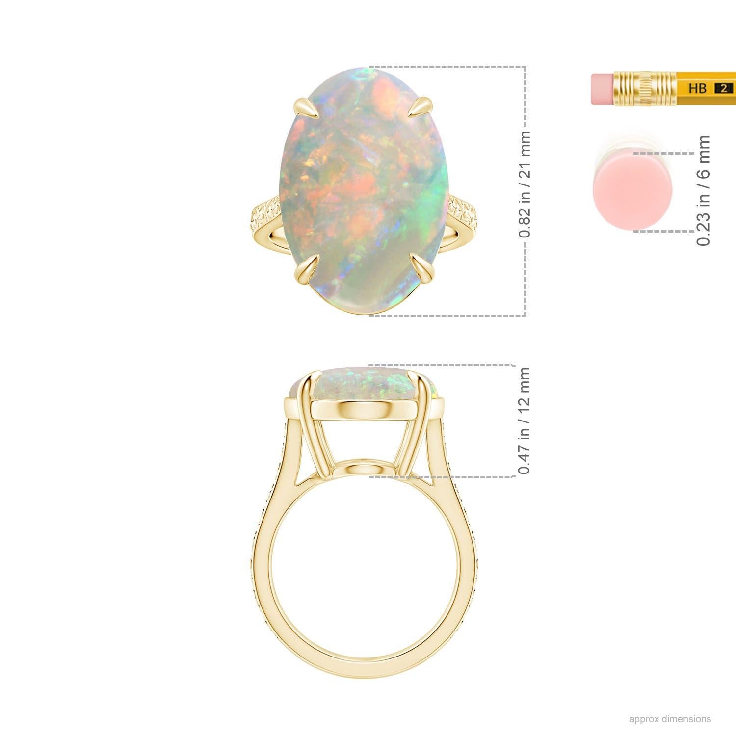 For Sale:  Angara Gia Certified Solitaire Opal Ring in Yellow Gold with Scrollwork 5