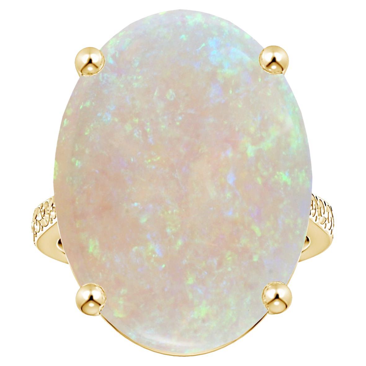 ANGARA GIA Certified Solitaire Opal Ring in Yellow Gold with Scrollwork