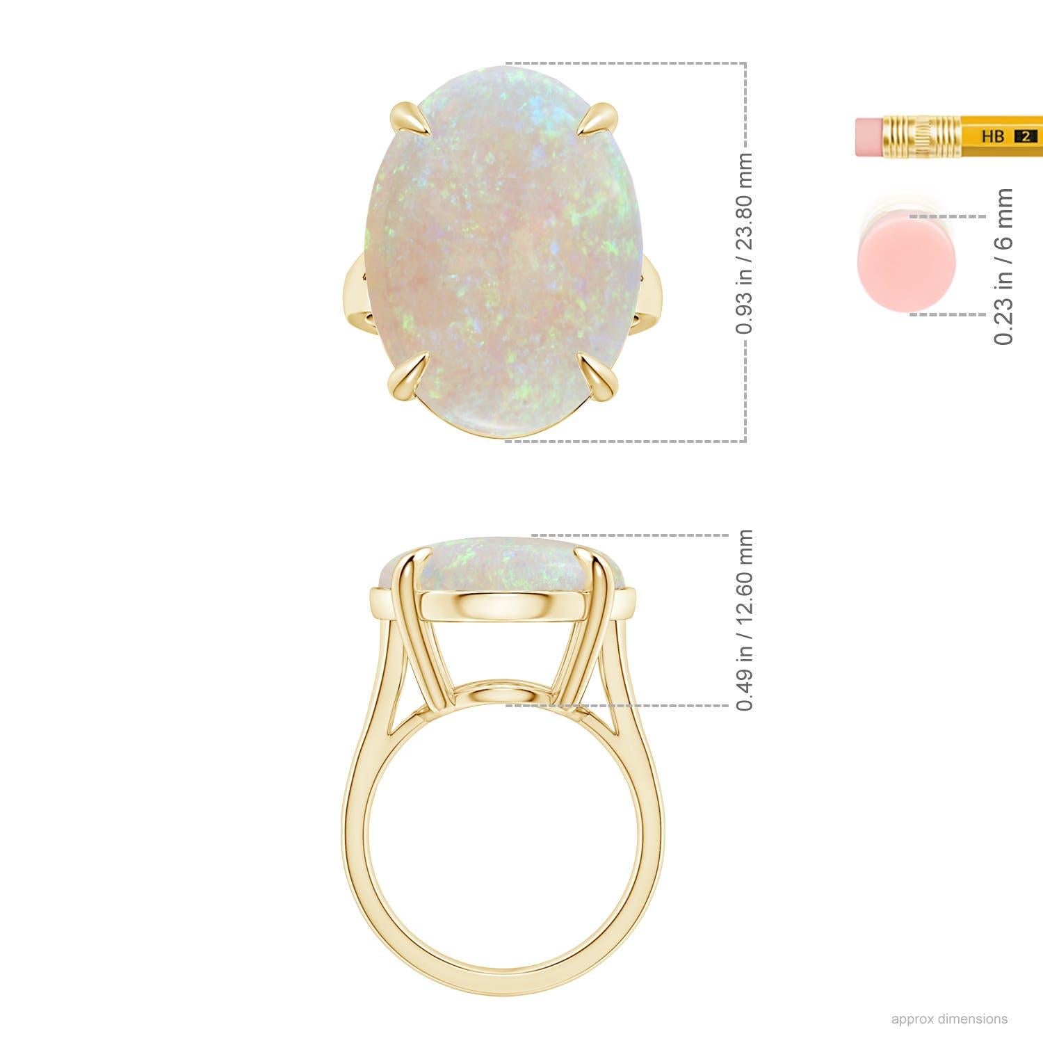 En vente :  ANGARA Bague solitaire en or jaune avec tige fendue et opale certifiée GIA 5