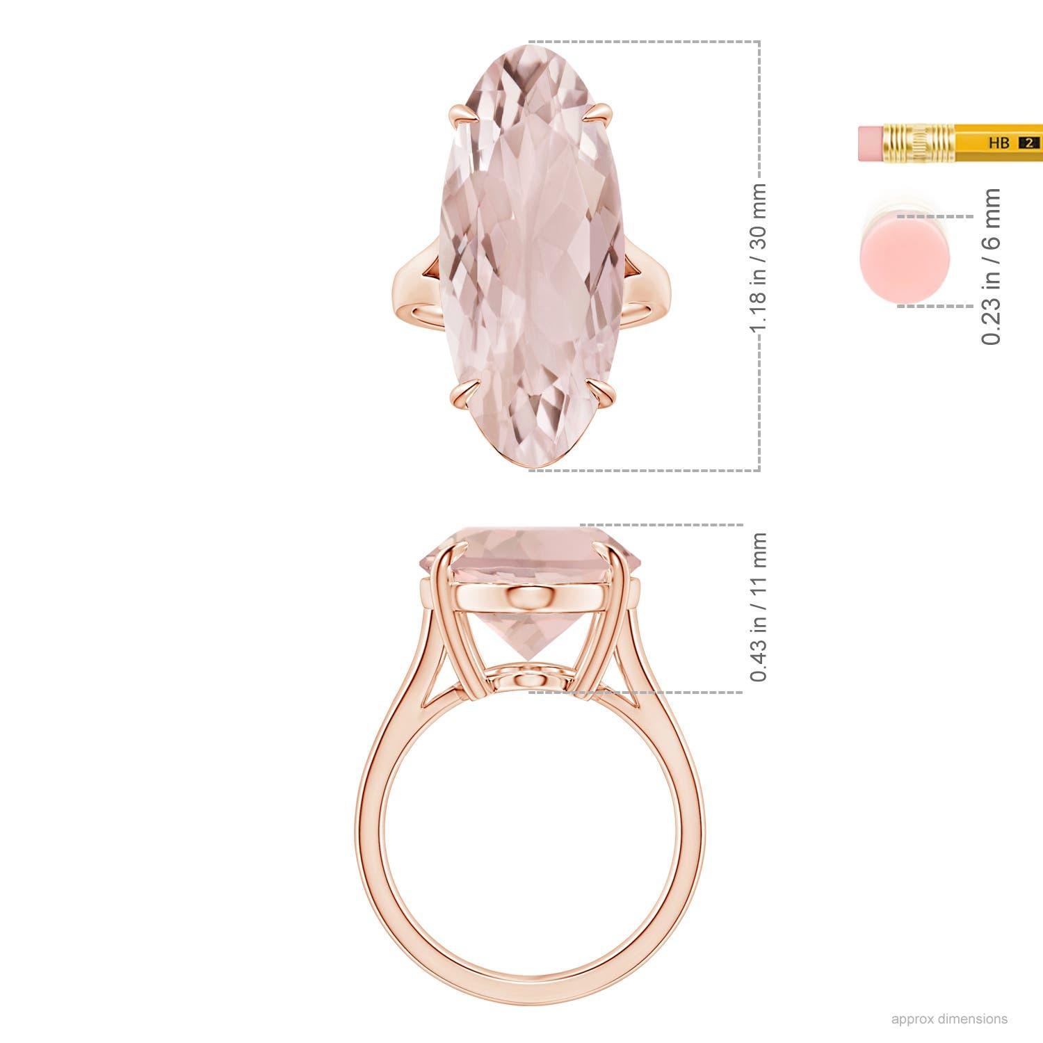 For Sale:  ANGARA GIA Certified Solitaire Oval Morganite Split Shank Rose Gold Ring 2