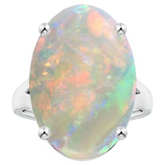 ANGARA GIA Certified Solitaire Oval Opal Split Shank Ring in White Gold