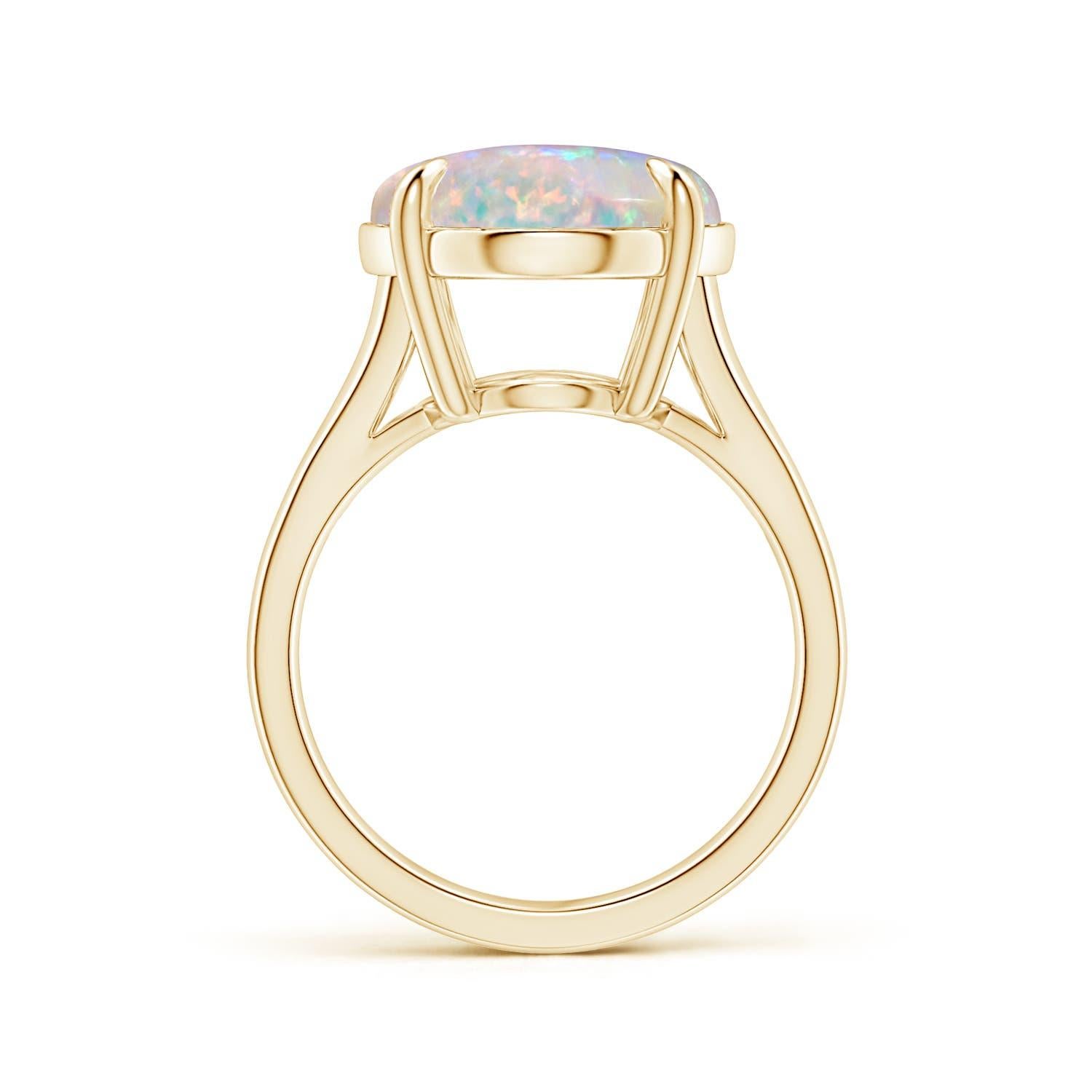 Im Angebot: ANGARA GIA zertifizierter Solitär Oval Opal geteilter Schaft Ring aus Gelbgold () 2