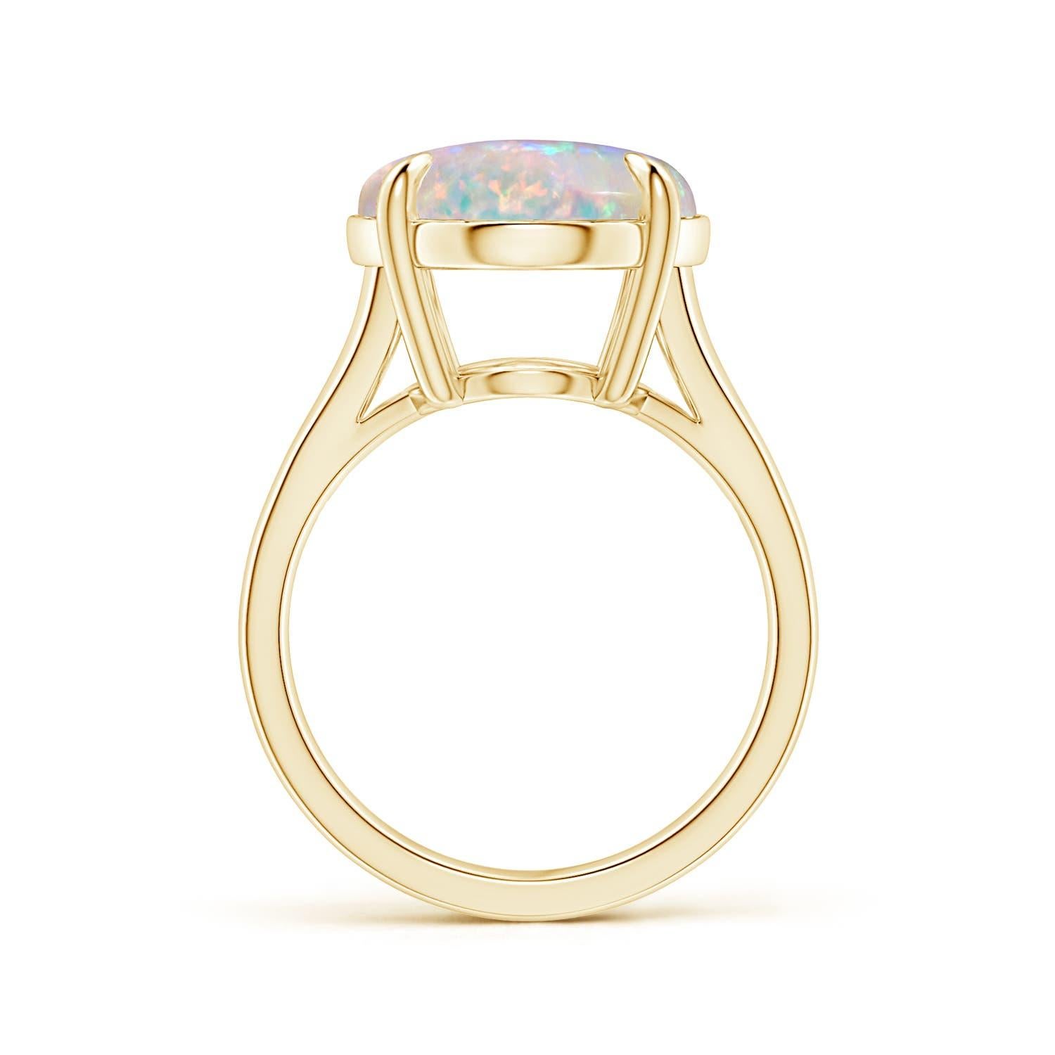 For Sale:  ANGARA GIA Certified Solitaire Oval Opal Split Shank Ring in Yellow Gold 2
