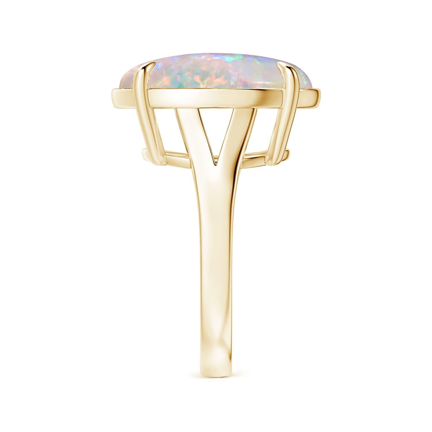 For Sale:  ANGARA GIA Certified Solitaire Oval Opal Split Shank Ring in Yellow Gold 4