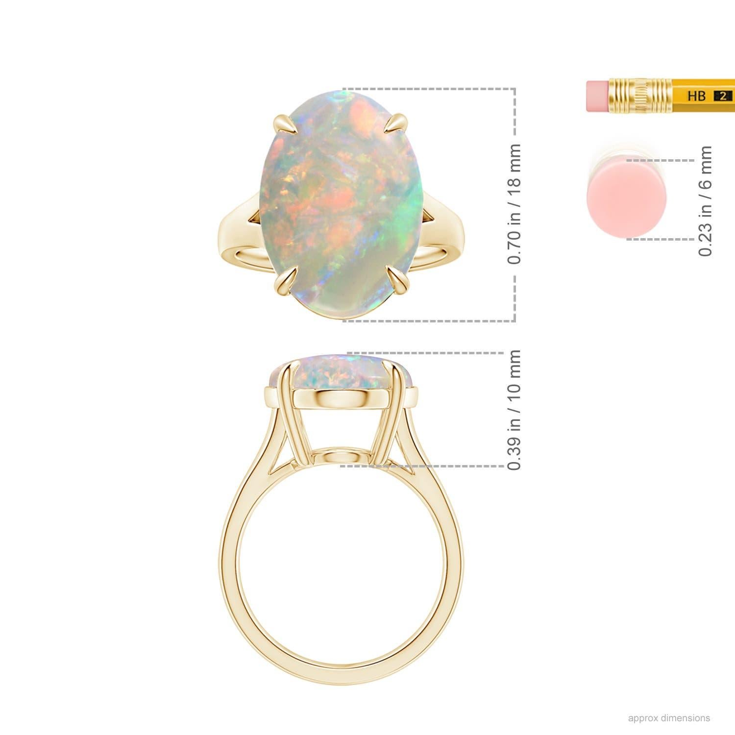 En vente :  ANGARA Bague à tige fendue en or jaune avec opale ovale solitaire certifiée GIA 5