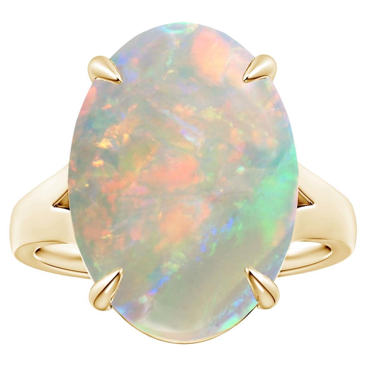 ANGARA GIA zertifizierter Solitär Oval Opal geteilter Schaft Ring aus Gelbgold