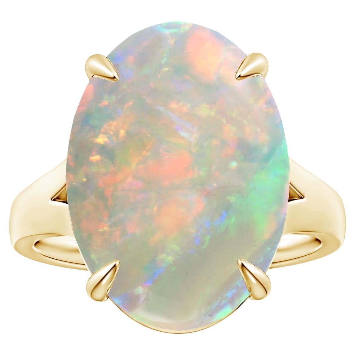 ANGARA GIA zertifizierter Solitär Oval Opal geteilter Schaft Ring aus Gelbgold