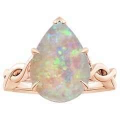 ANGARA GIA Certified Solitaire Pear-Shaped Opal Twisted Shank Ring in Rose Gold