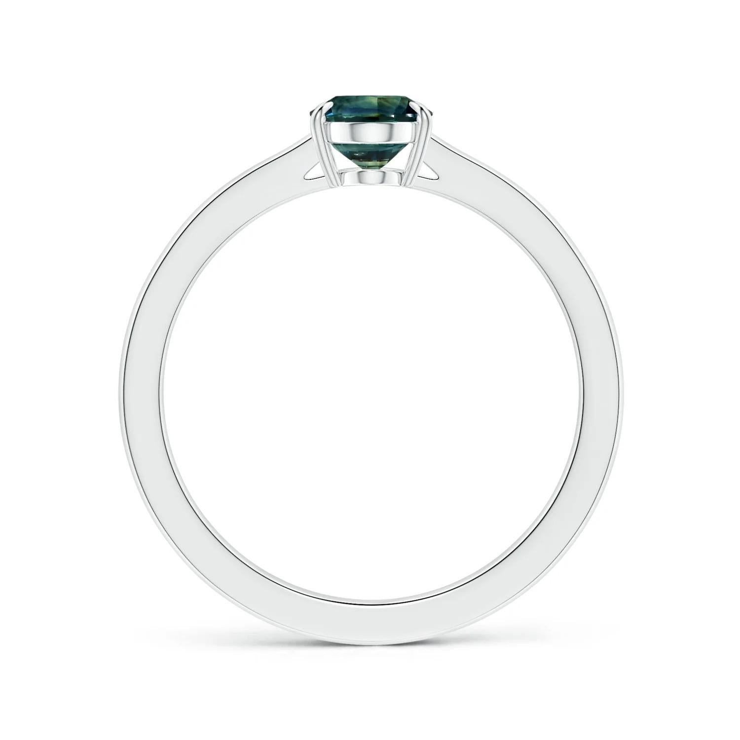 For Sale:  ANGARA GIA Certified Solitaire Teal Sapphire Ring in Platinum 2