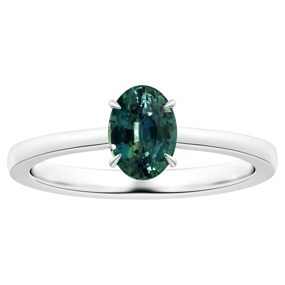 For Sale:  ANGARA GIA Certified Solitaire Teal Sapphire Ring in Platinum