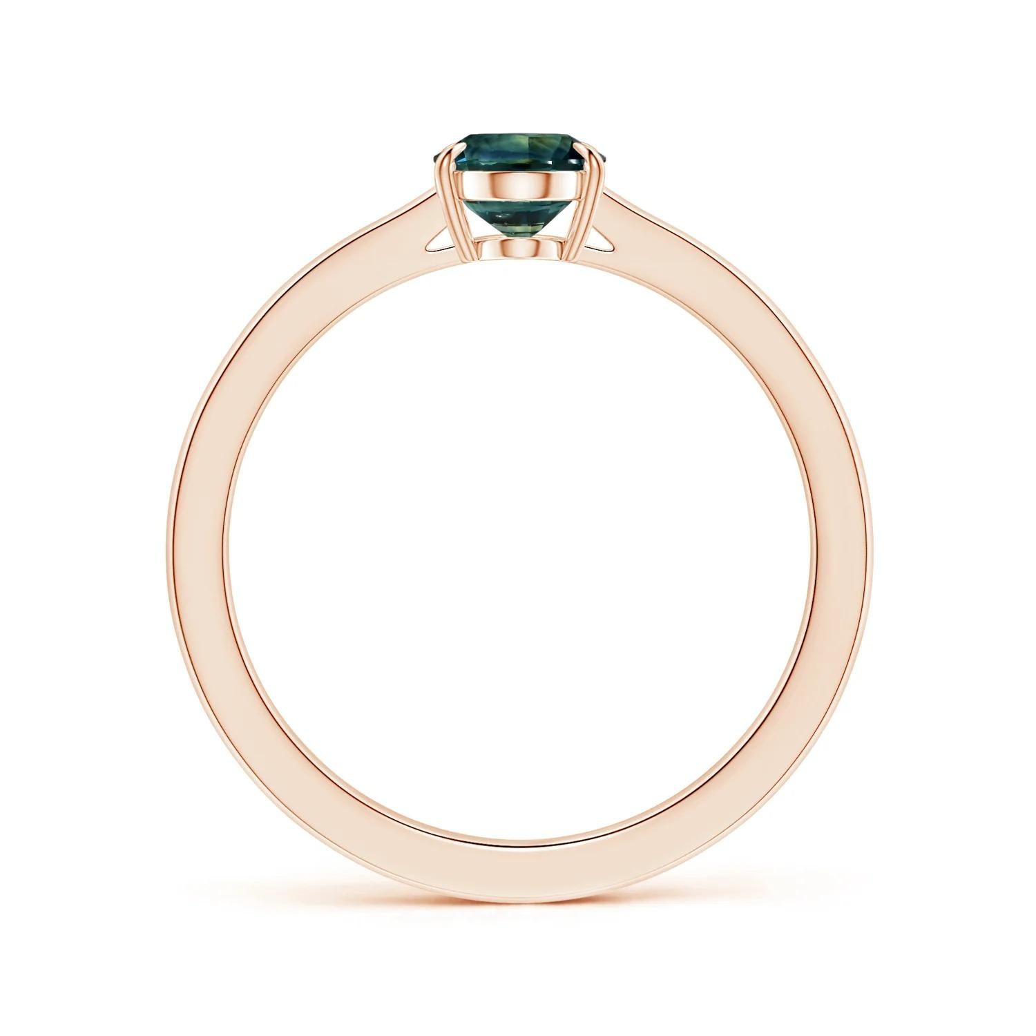 ANGARA GIA Certified Solitaire Teal Sapphire Ring in Rose Gold 2