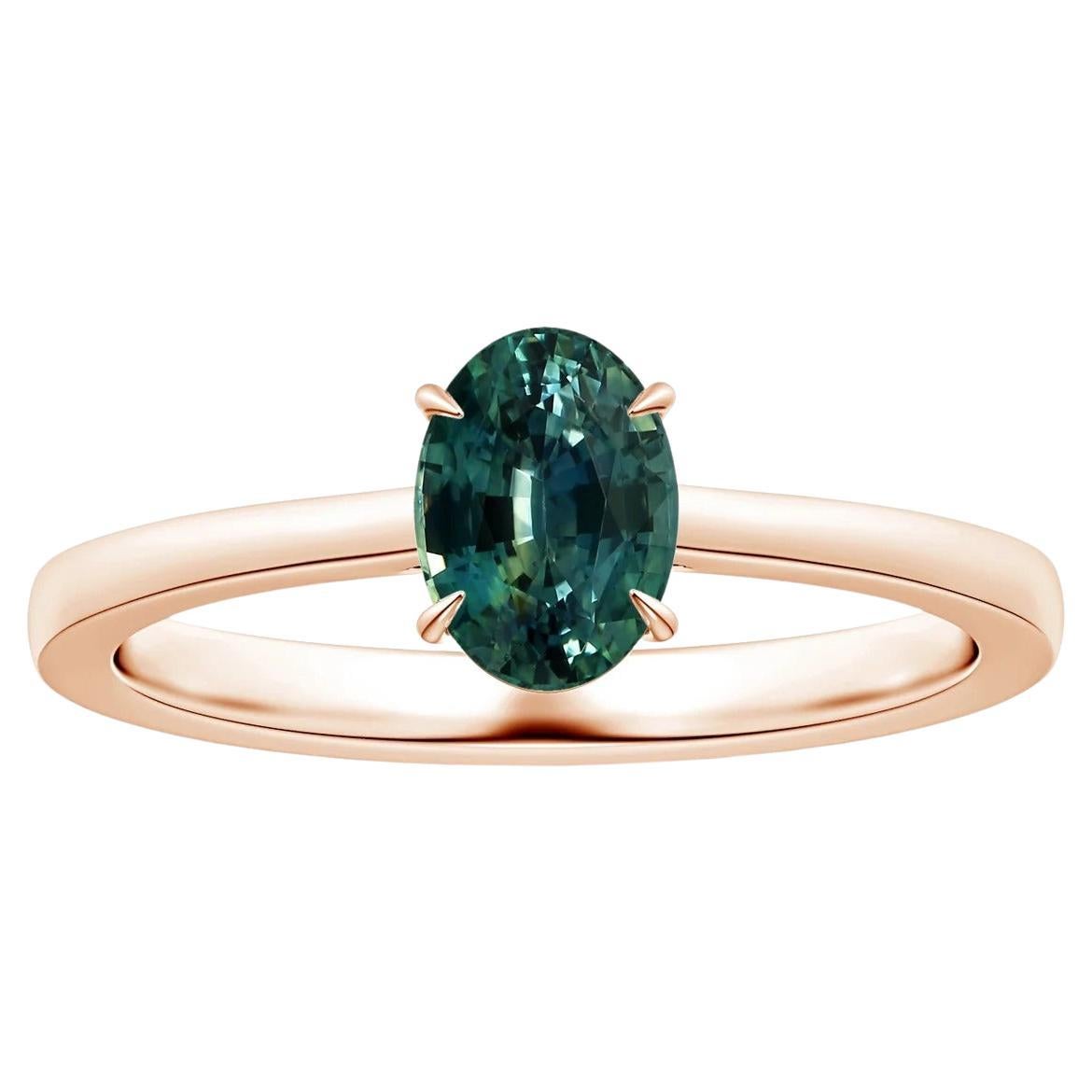 ANGARA GIA Certified Solitaire Teal Sapphire Ring in Rose Gold