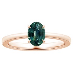 ANGARA GIA Certified Solitaire Teal Sapphire Ring in Rose Gold