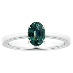 ANGARA GIA Certified Solitaire Teal Sapphire Ring in White Gold