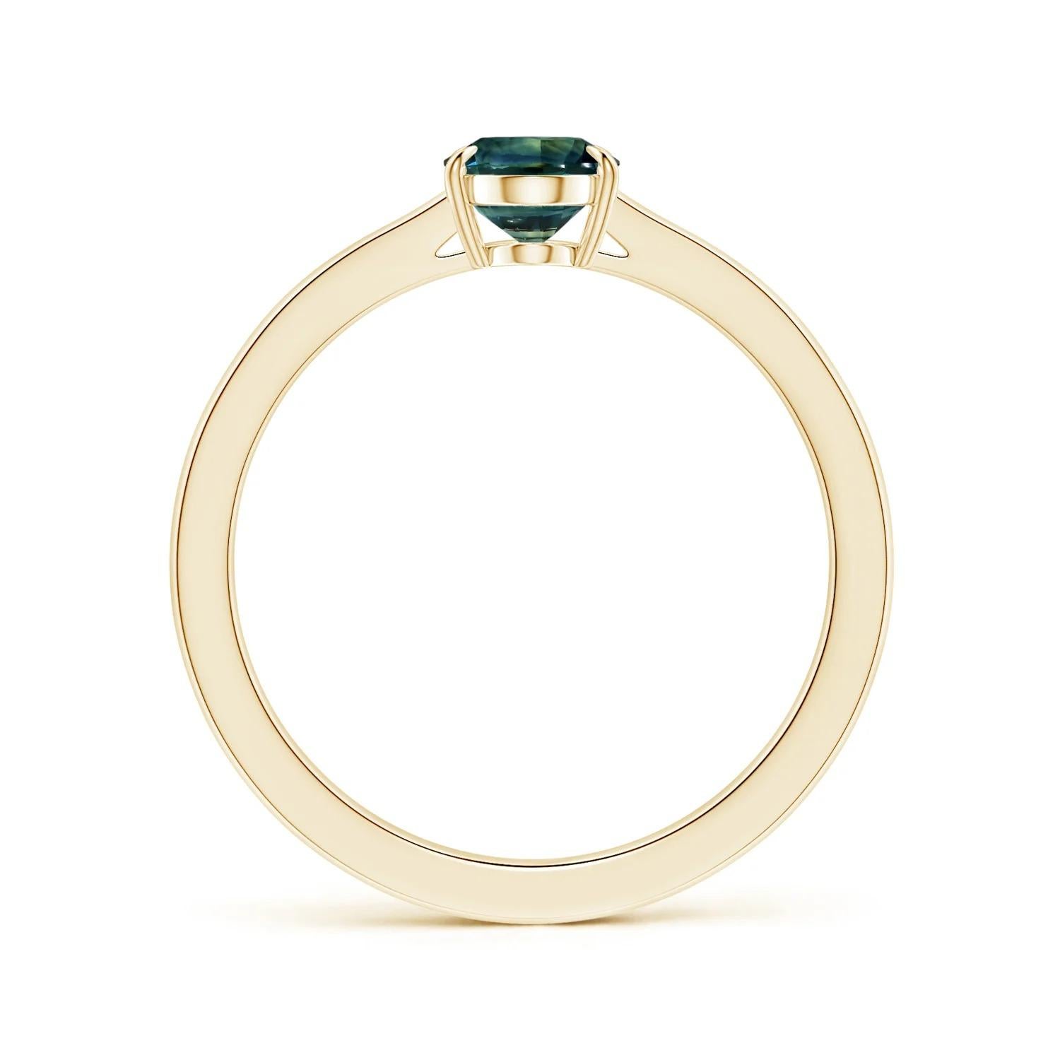 For Sale:  ANGARA GIA Certified Solitaire Teal Sapphire Ring in Yellow Gold 2