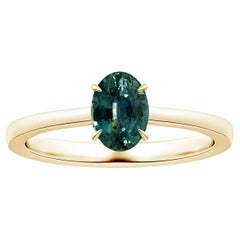ANGARA GIA Certified Solitaire Teal Sapphire Ring in Yellow Gold