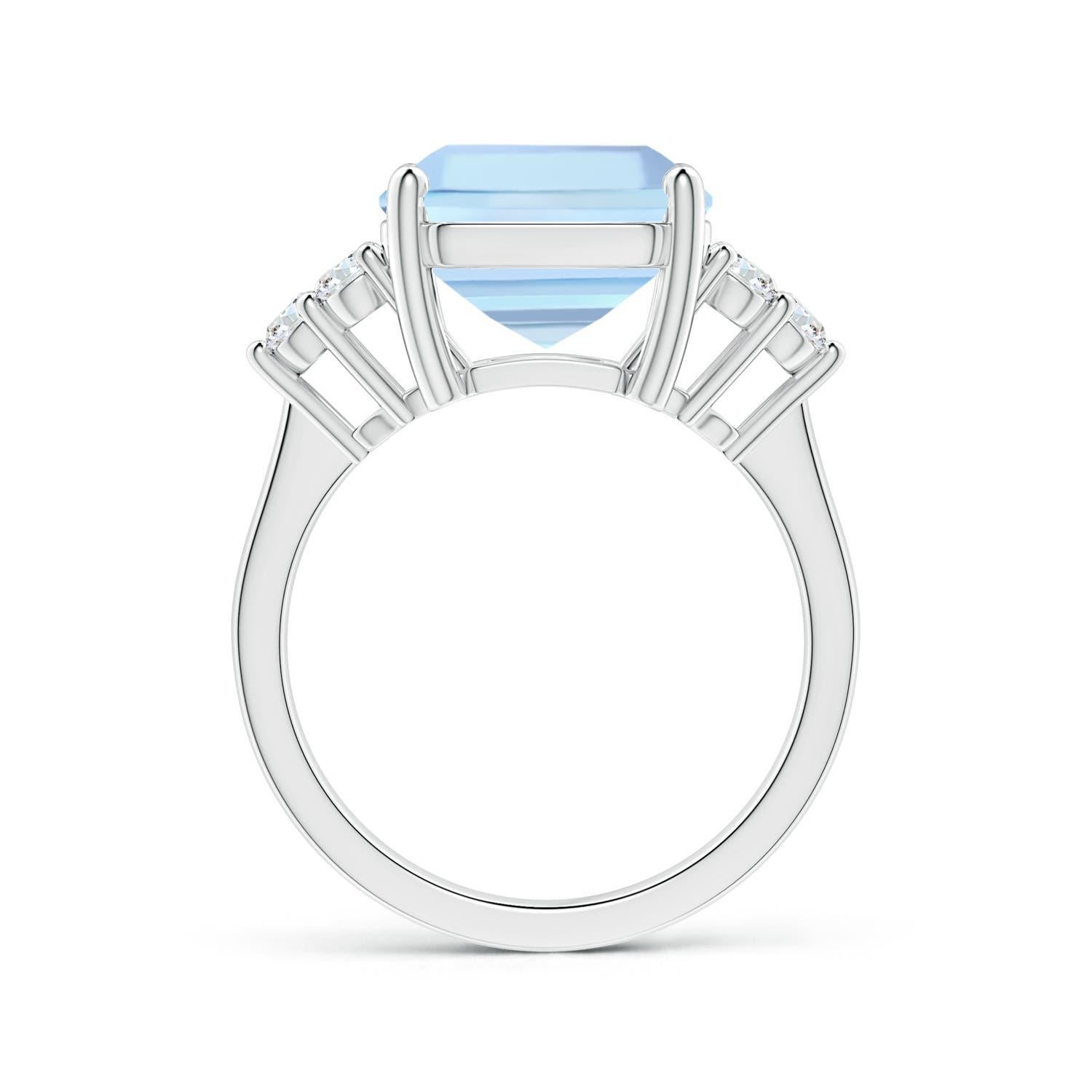 For Sale:  Angara Gia Certified Square Emerald-Cut Aquamarine Diamond Ring in Platinum 2