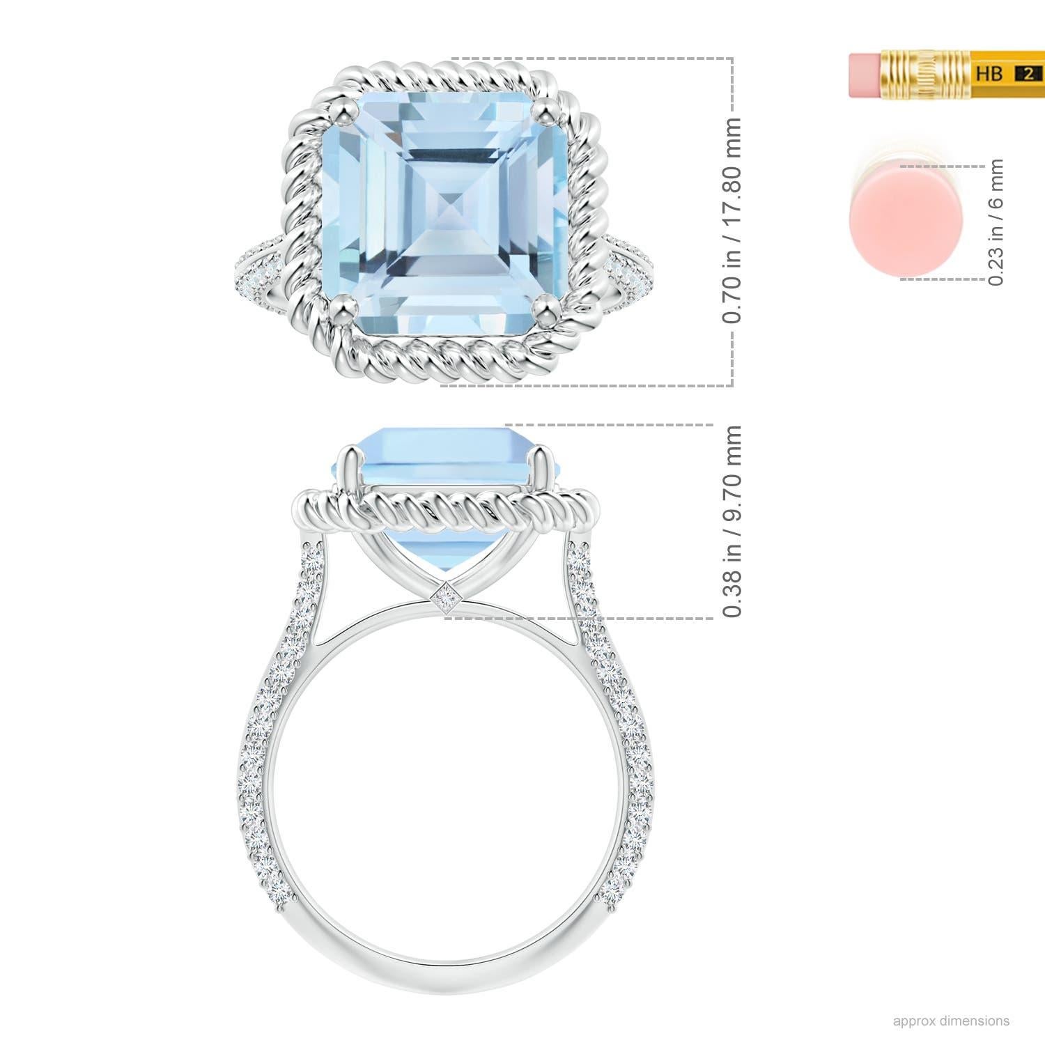 For Sale:  Angara Gia Certified Square Emerald-Cut Aquamarine & Diamond Ring in Platinum 5