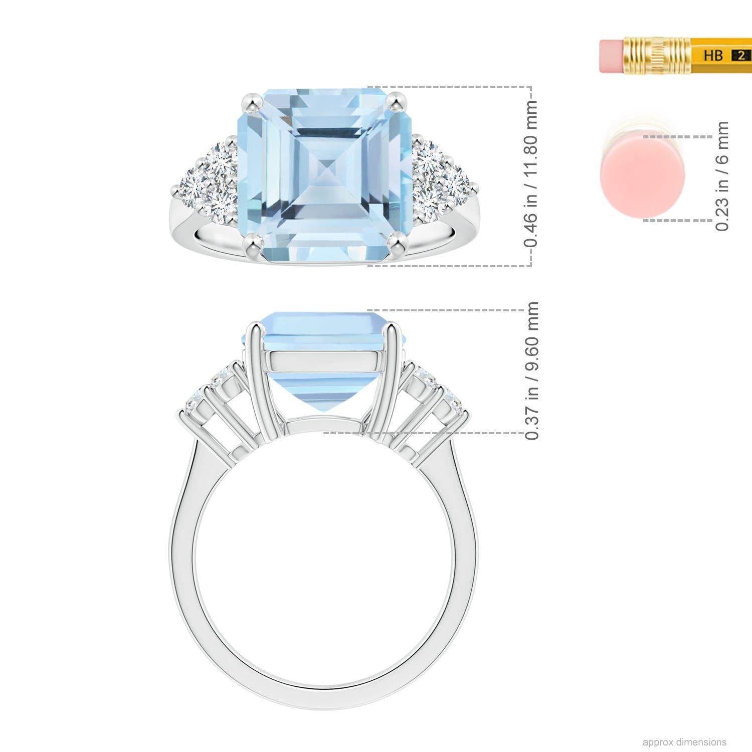 For Sale:  Angara Gia Certified Square Emerald-Cut Aquamarine Diamond Ring in Platinum 5