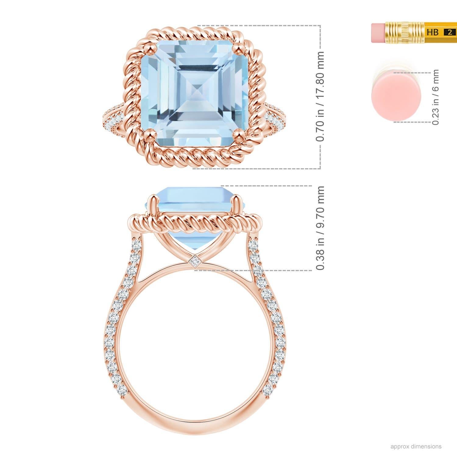 For Sale:  Angara Gia Certified Square Emerald-Cut Aquamarine & Diamond Ring in Rose Gold 5