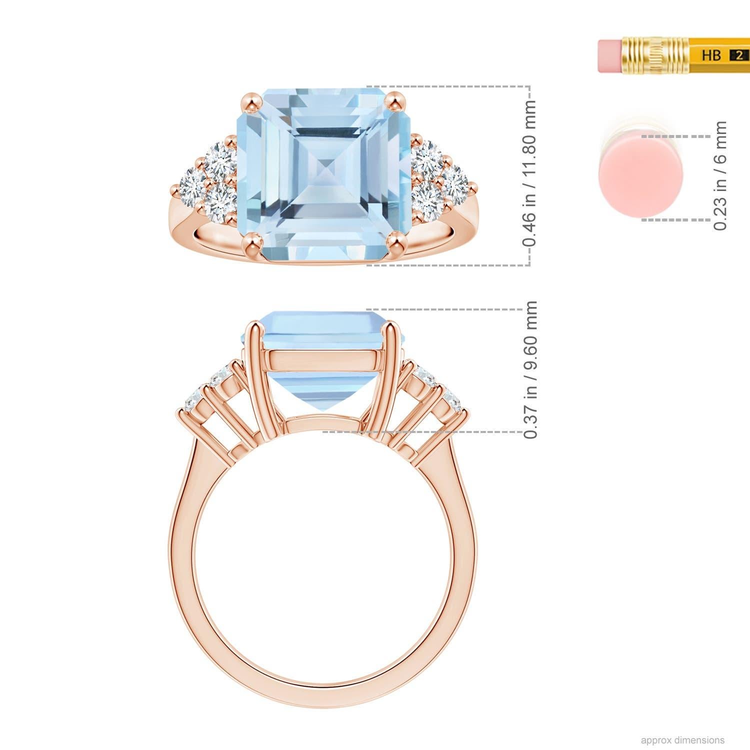 For Sale:  ANGARA GIA Certified Square Emerald-Cut Aquamarine Diamond Ring in Rose Gold 5