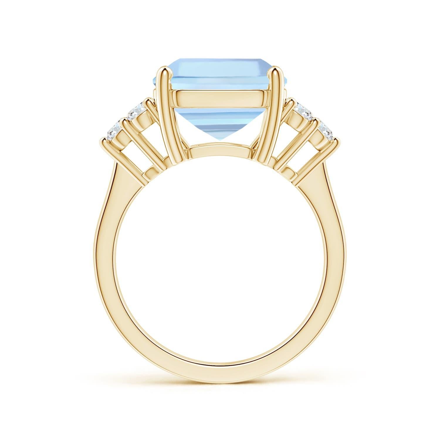 For Sale:  ANGARA GIA Certified Square Emerald-Cut Aquamarine Diamond Ring in Yellow Gold  2